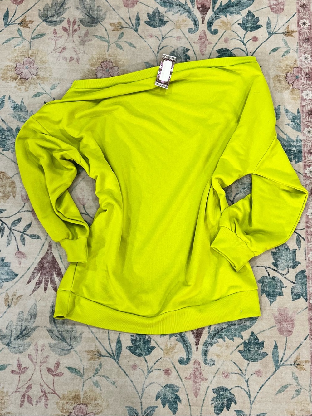 Neon Yellow Off-Shoulder Sweatshirt Dress